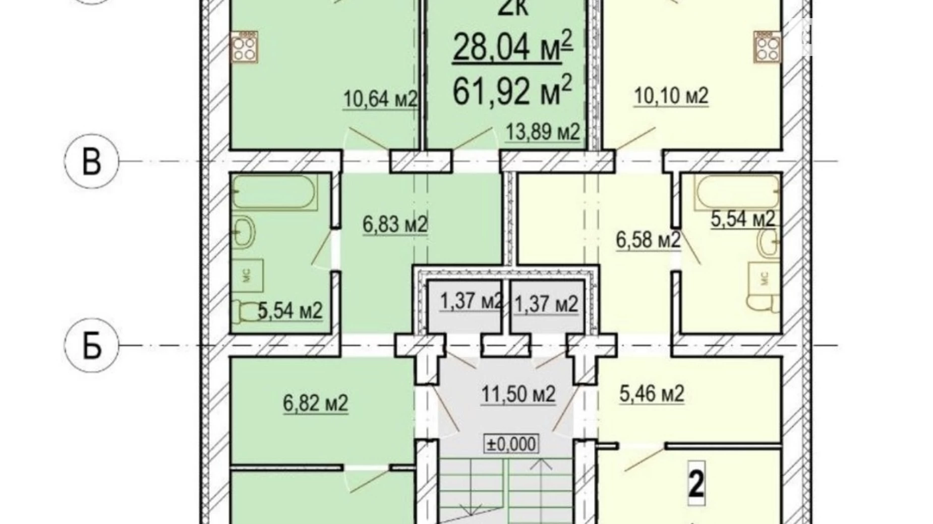 Продається 2-кімнатна квартира 62 кв. м у Вінниці