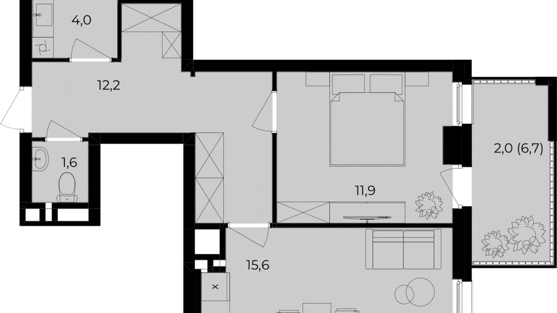 Продается 1-комнатная квартира 47.3 кв. м в Виннице, ул. Кирпичная, 12