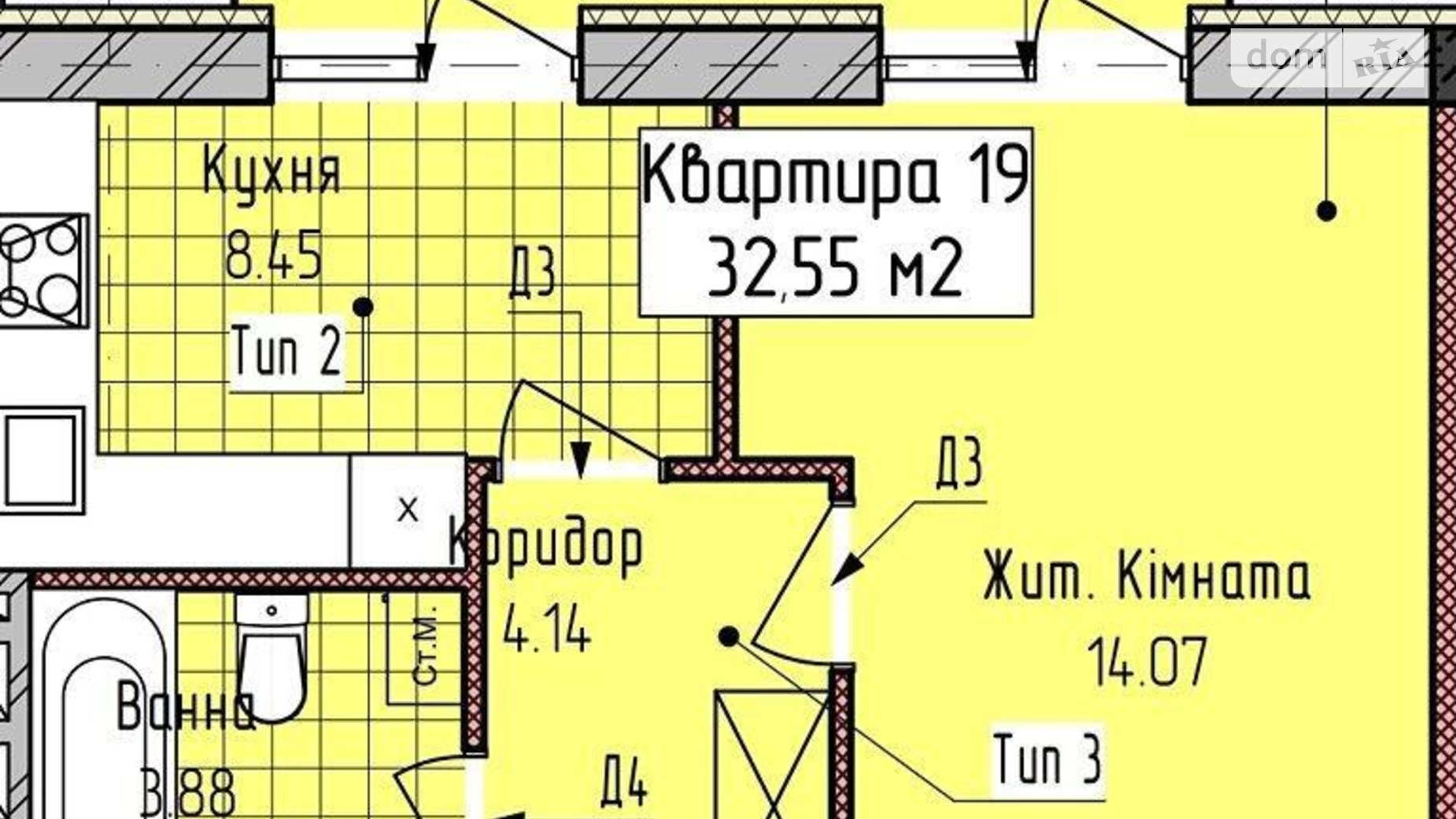 Продається 1-кімнатна квартира 34 кв. м у Ужгороді, вул. Богомольця, 19