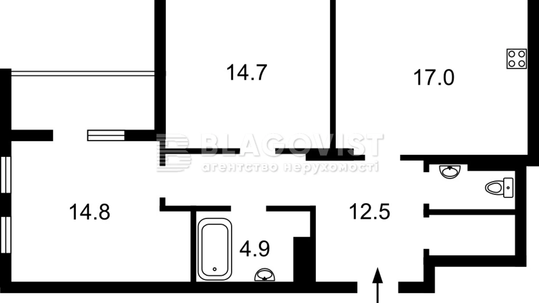 Продается 2-комнатная квартира 73 кв. м в Киеве, ул. Победы, 67