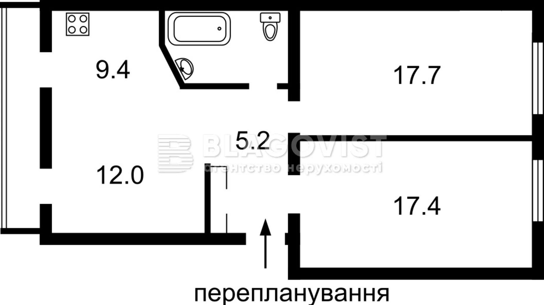 Продается 3-комнатная квартира 72 кв. м в Киеве, ул. Круглоуниверситетская, 17