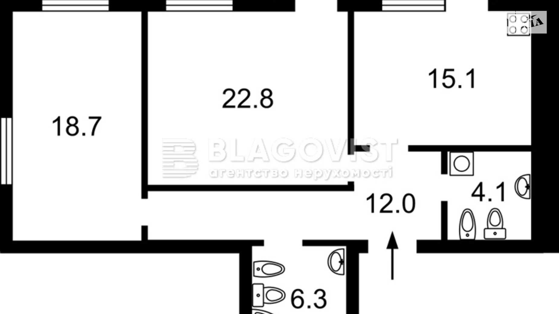 Продается 2-комнатная квартира 85.8 кв. м в Киеве, бул. Леси Украинки, 7В