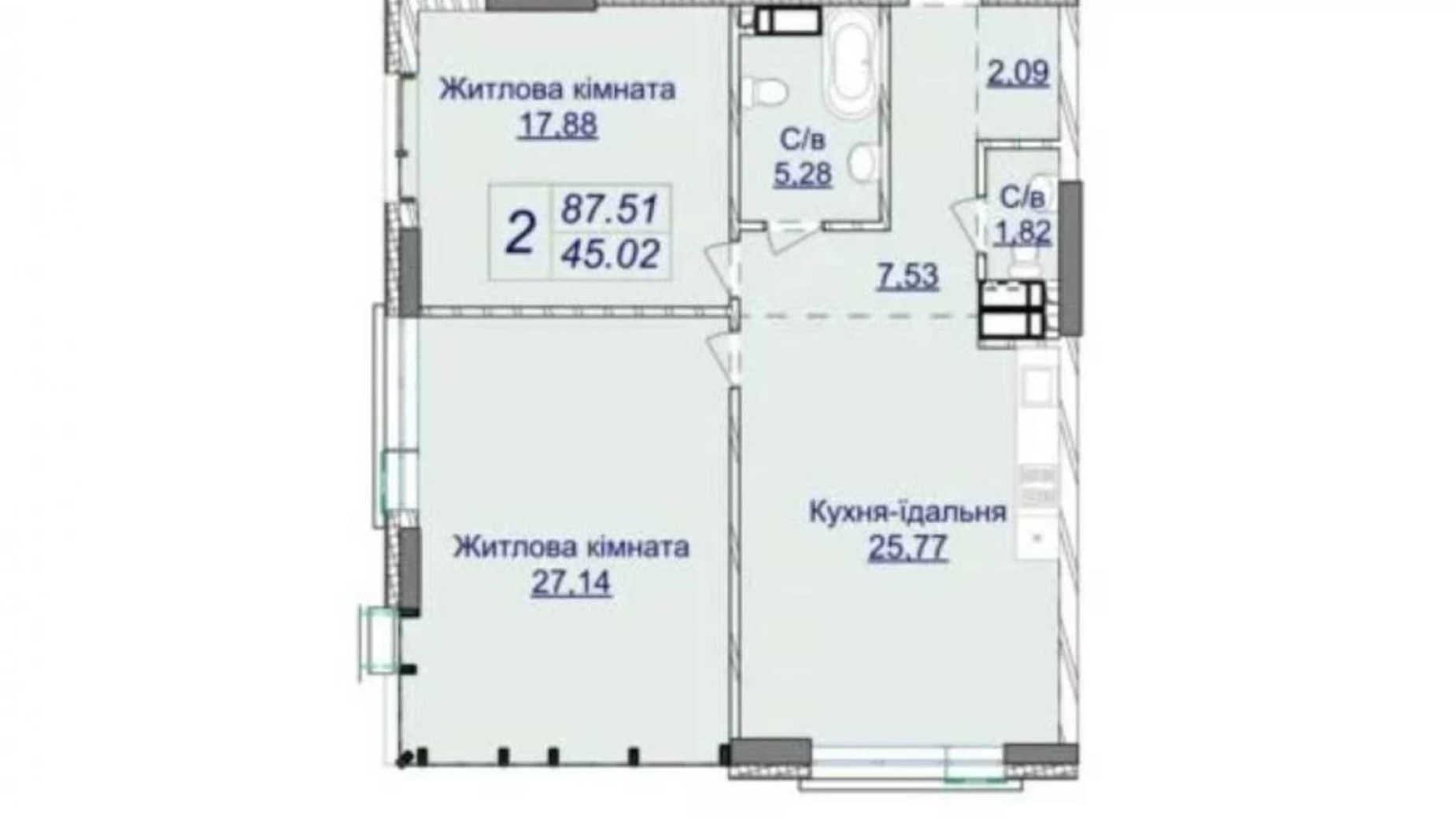 Продается 2-комнатная квартира 88 кв. м в Киеве, ул. Андрея Верхогляда(Драгомирова)