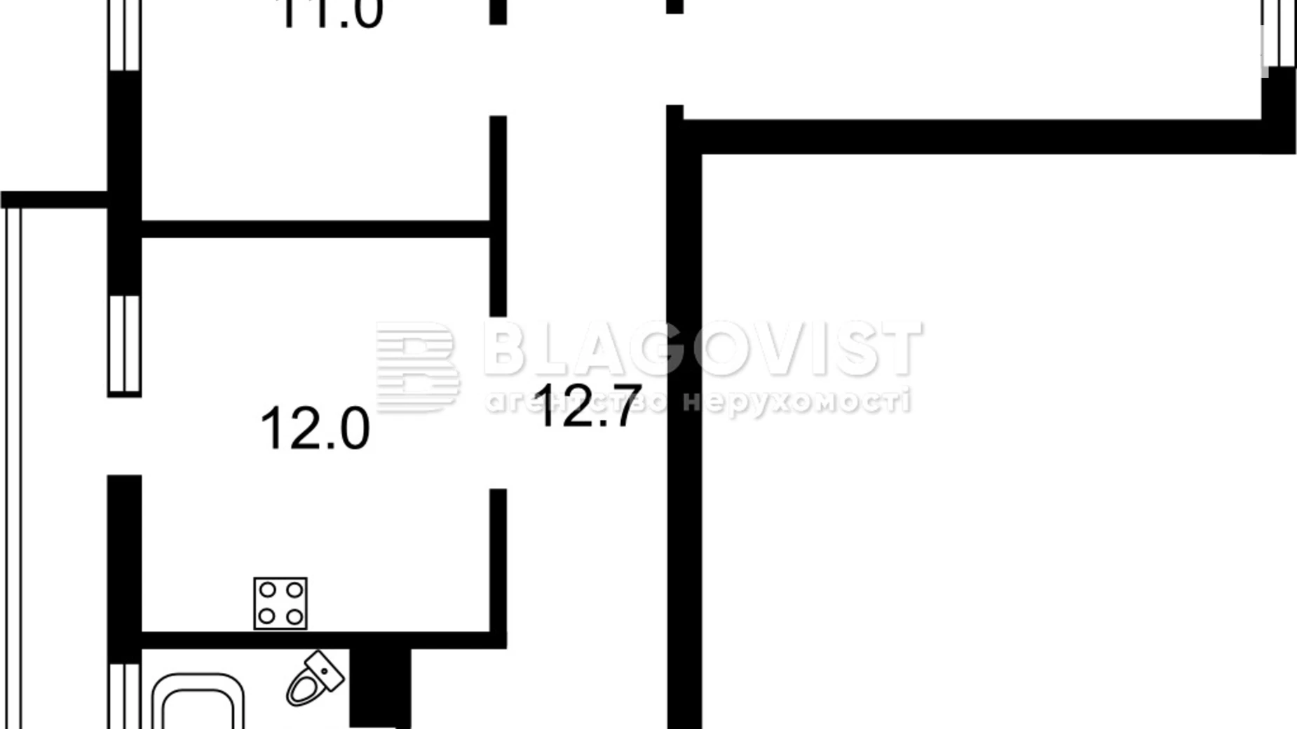 Продається 2-кімнатна квартира 60.6 кв. м у Києві, вул. Вишгородська, 38