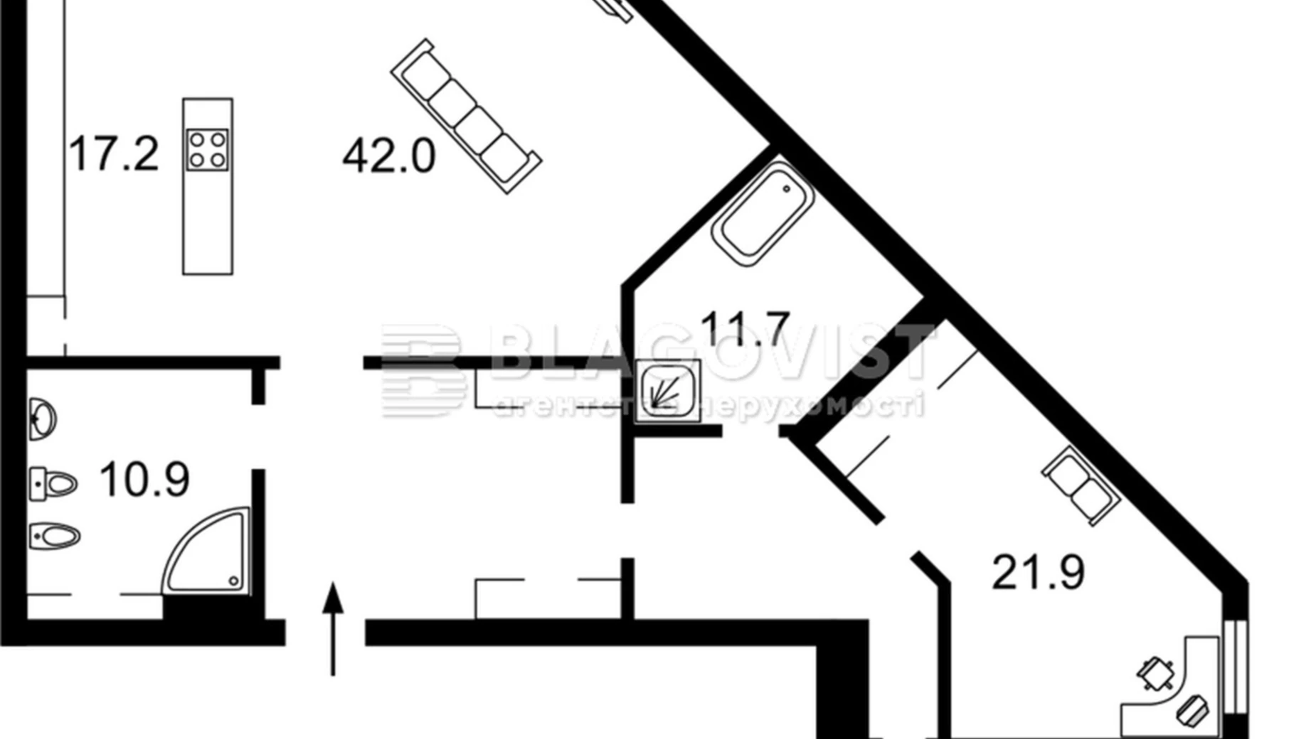 Продается 3-комнатная квартира 161 кв. м в Киеве, ул. Тургенева, 46/11