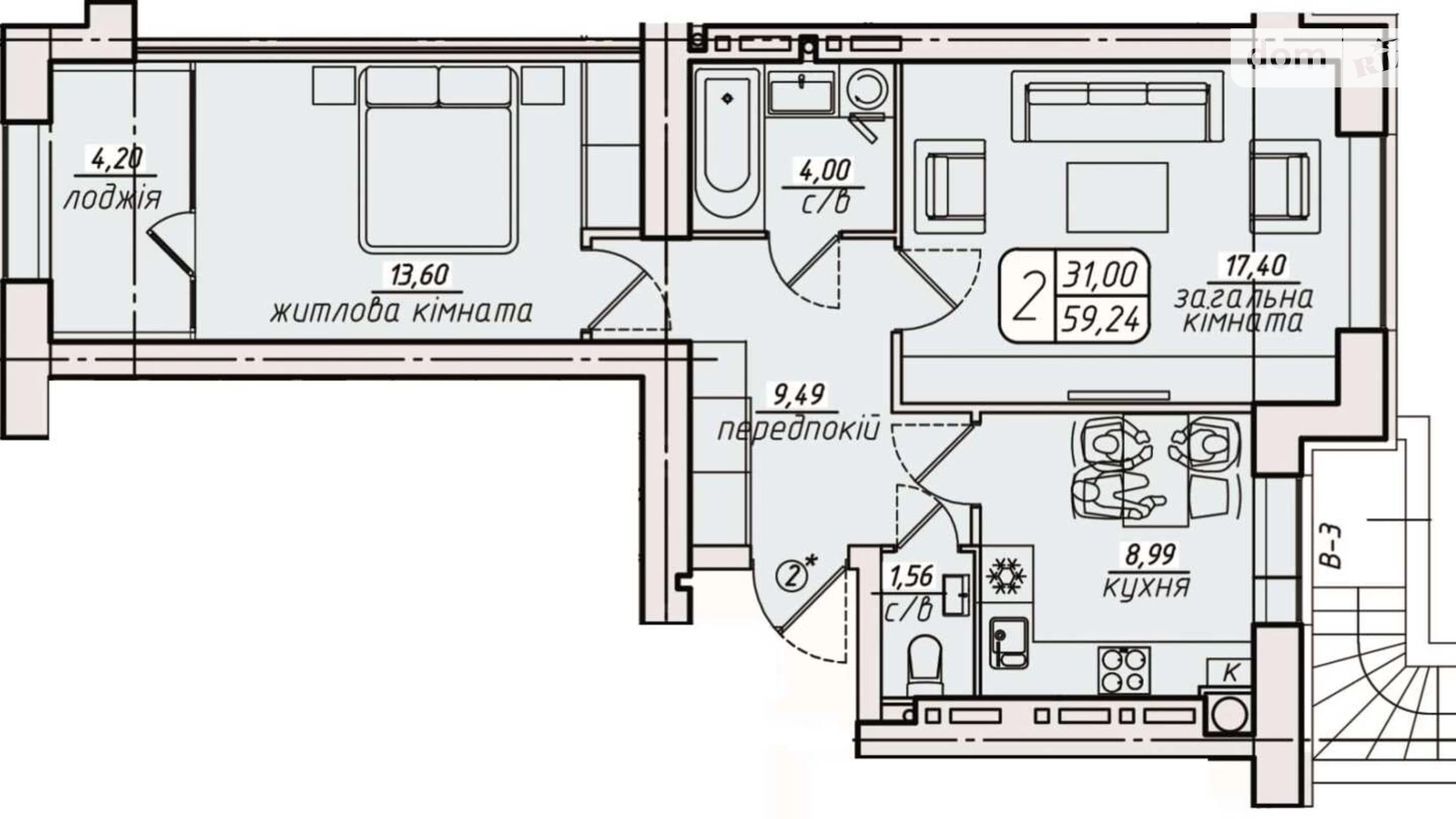 Продается 2-комнатная квартира 59 кв. м в Березиной, ул. Радужная, 101