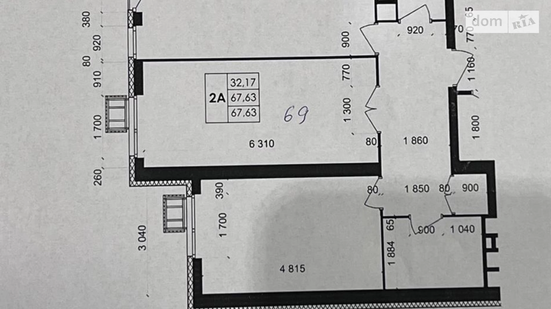 Продается 2-комнатная квартира 68 кв. м в Черкассах, ул. Казацкая