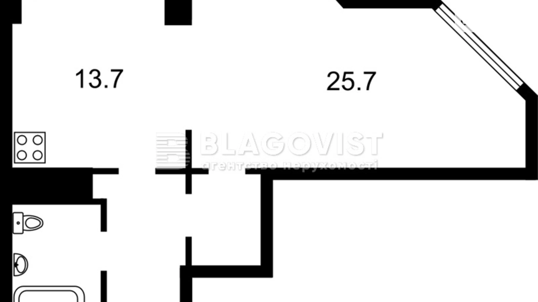 Продается 1-комнатная квартира 52 кв. м в Киеве, просп. Любомира Гузара, 26