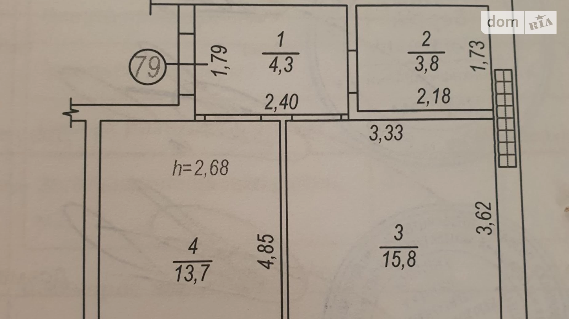 Продается 1-комнатная квартира 37.6 кв. м в Ровно