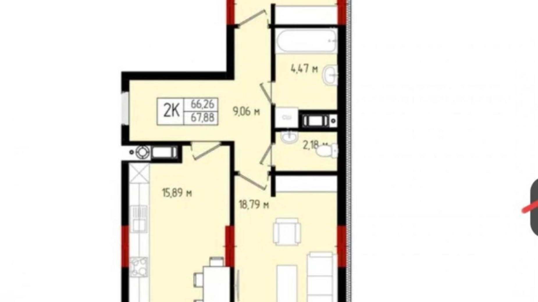 Продается 2-комнатная квартира 68 кв. м в Ивано-Франковске, ул. Ленкавского, 2В - фото 3