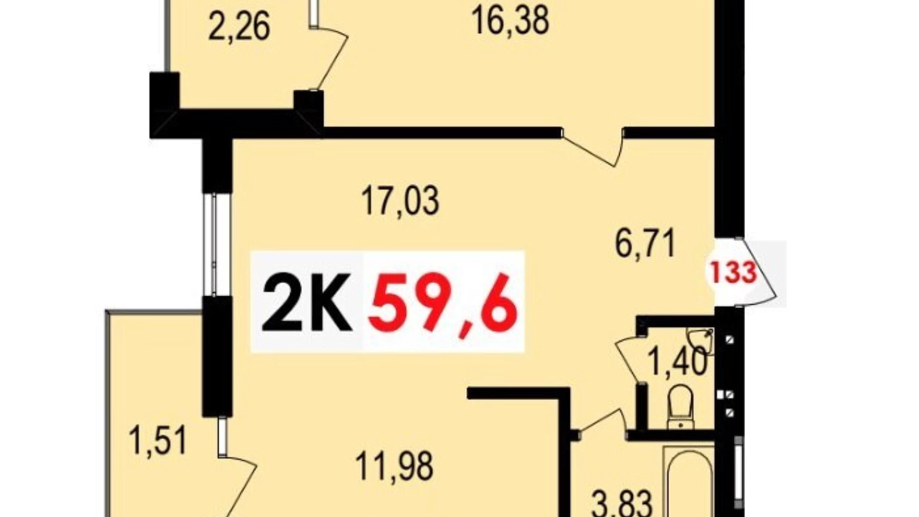 Продається 2-кімнатна квартира 59.6 кв. м у Крихівцях