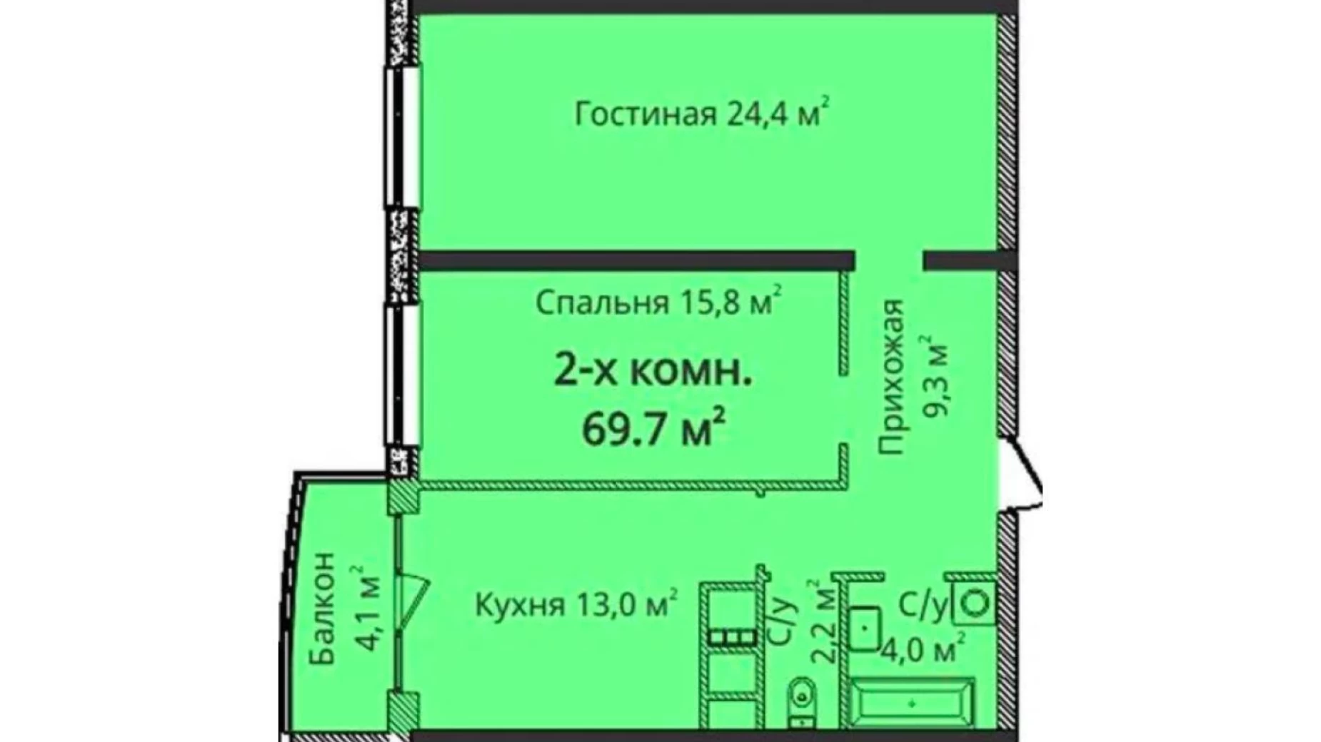 Продается 2-комнатная квартира 70 кв. м в Одессе, просп. Гагарина, 19Г - фото 2