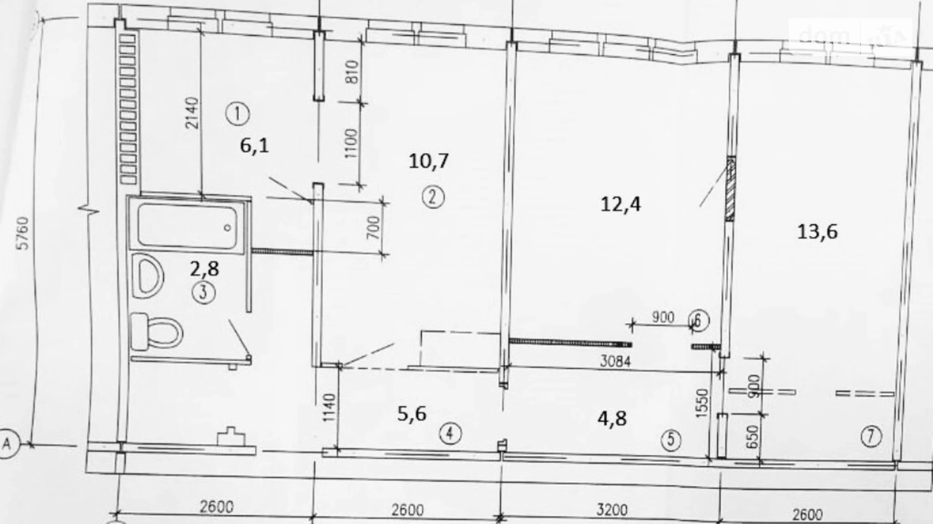 Продається 3-кімнатна квартира 56 кв. м у Черкасах, вул. Припортова