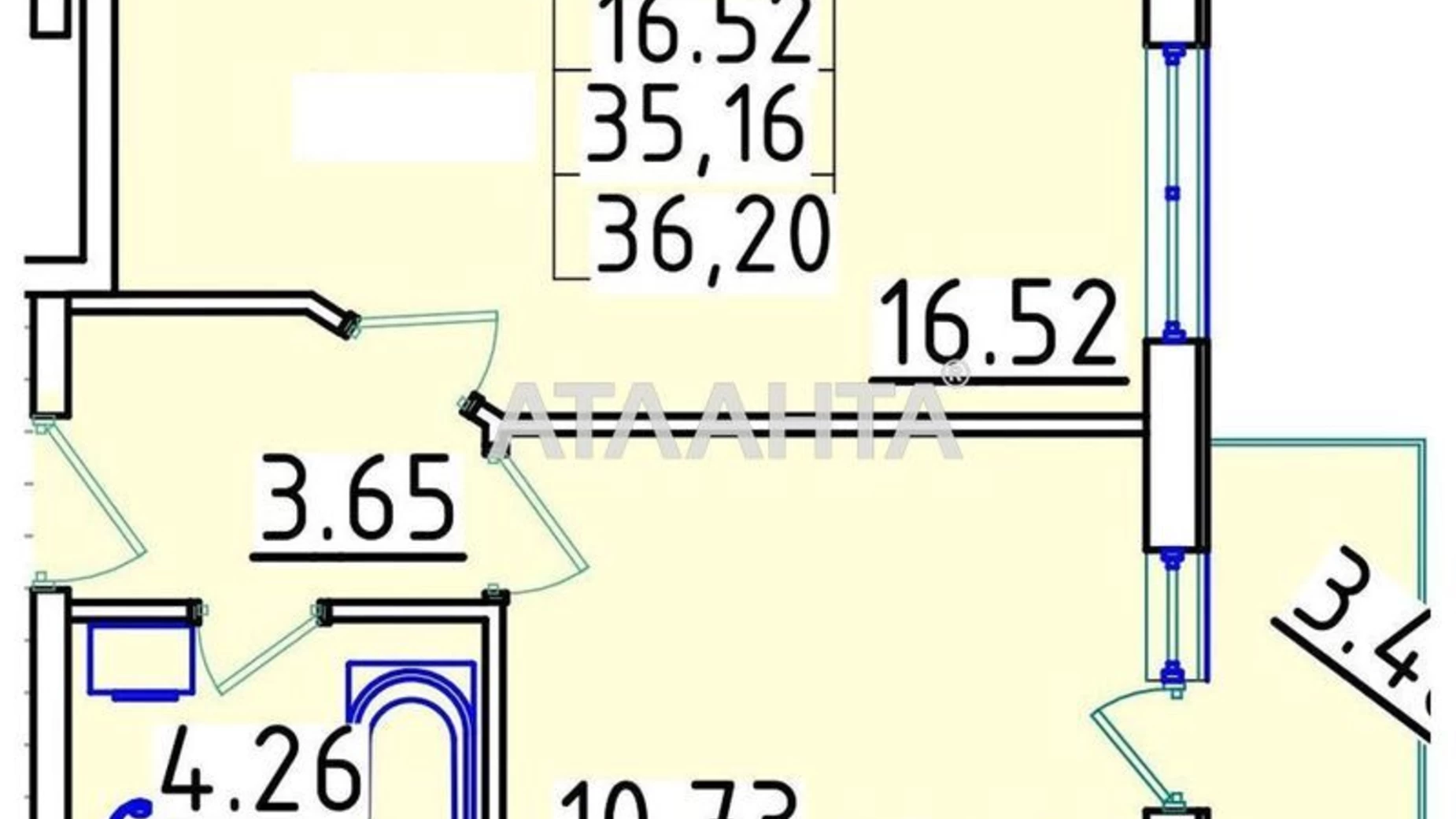 Продається 1-кімнатна квартира 36.2 кв. м у Одесі, вул. Люстдорфська дорога, 100Д