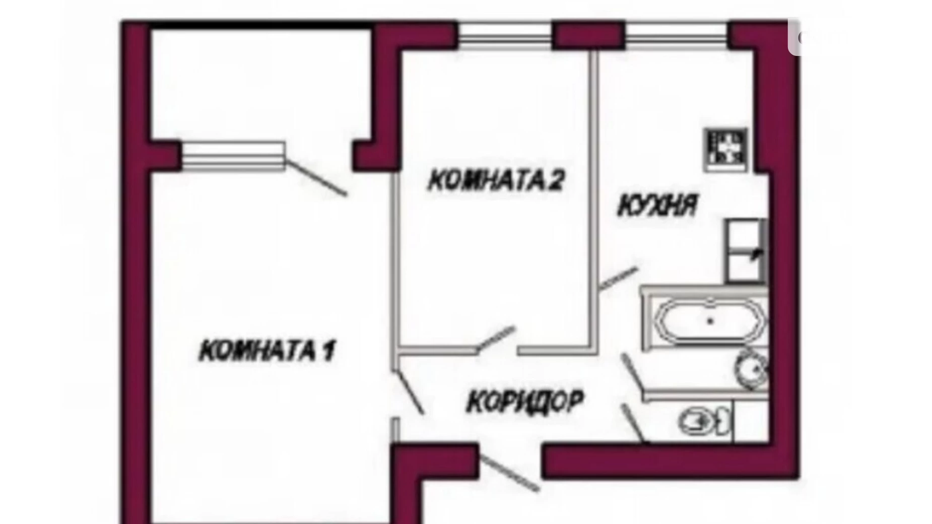 Продається 2-кімнатна квартира 45 кв. м у Києві, вул. Борщагівська, 129/131