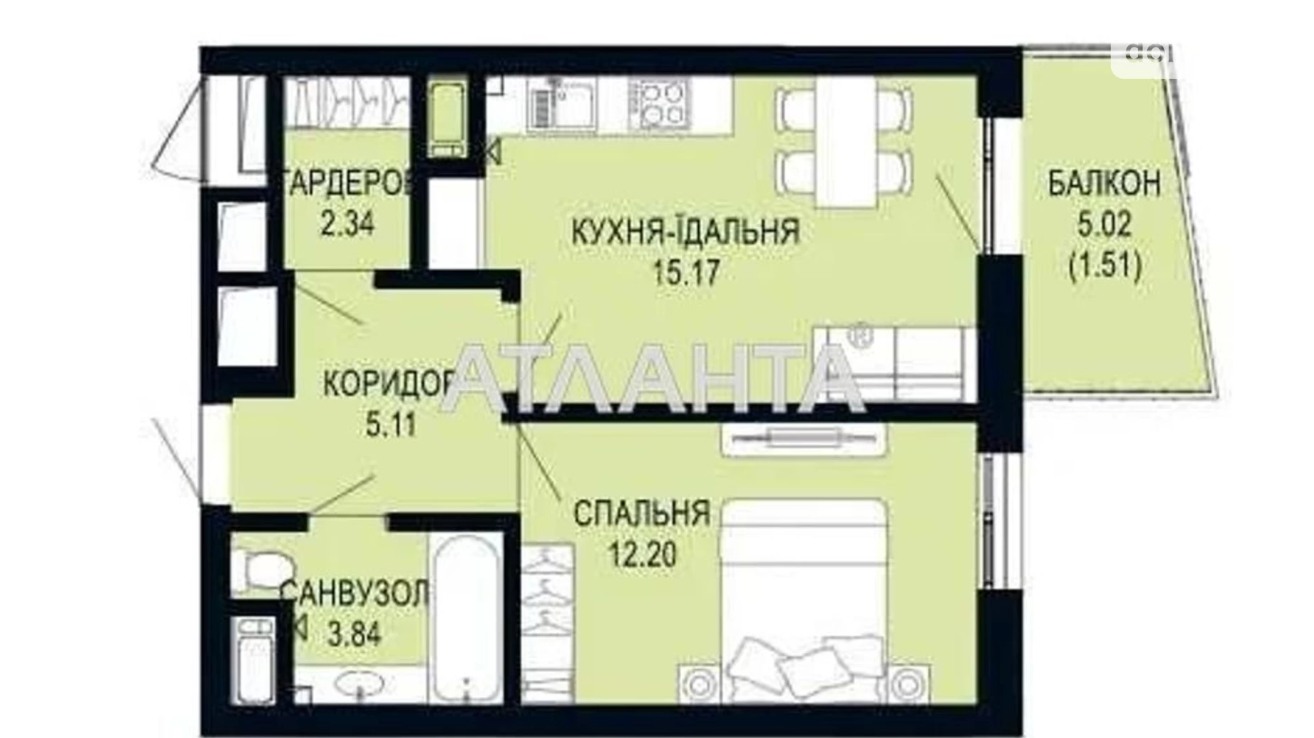 Продается 1-комнатная квартира 40.17 кв. м в Львове, ул. Щурата