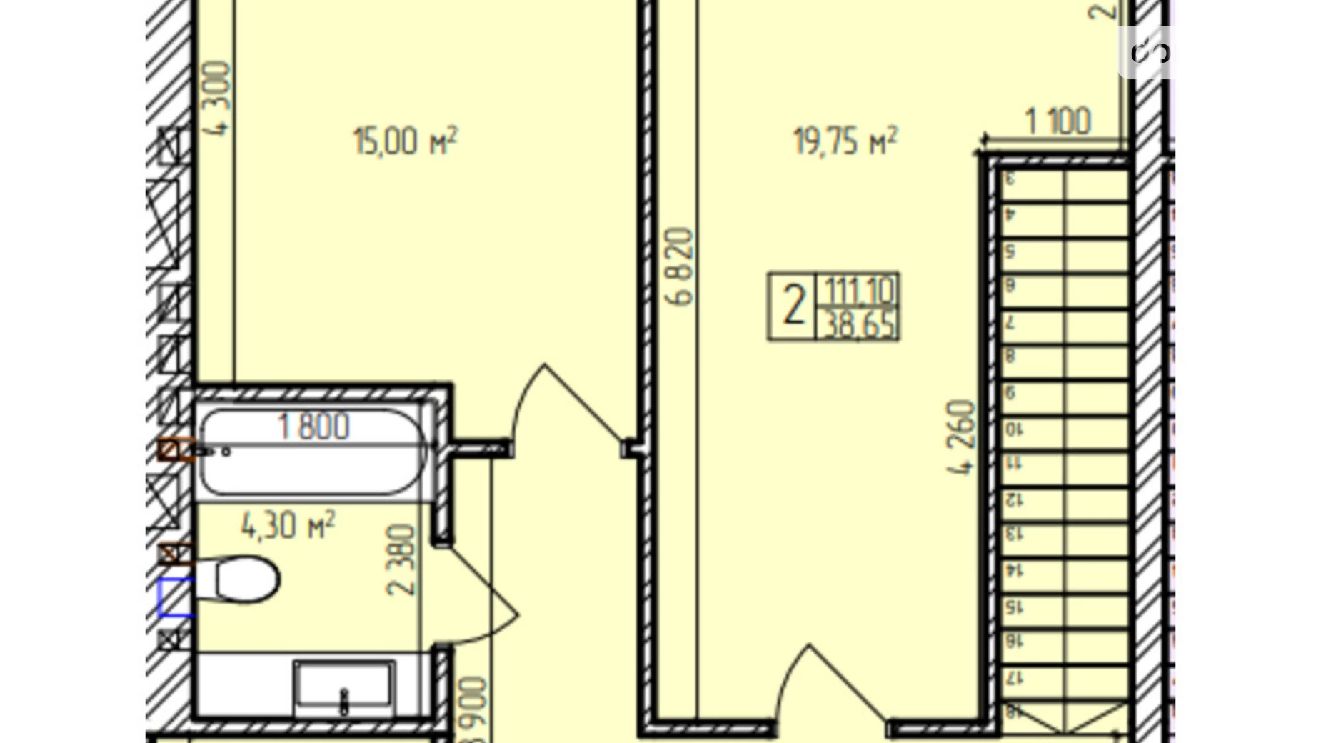 Продается 2-комнатная квартира 111.1 кв. м в Хмельницком, просп. Мира