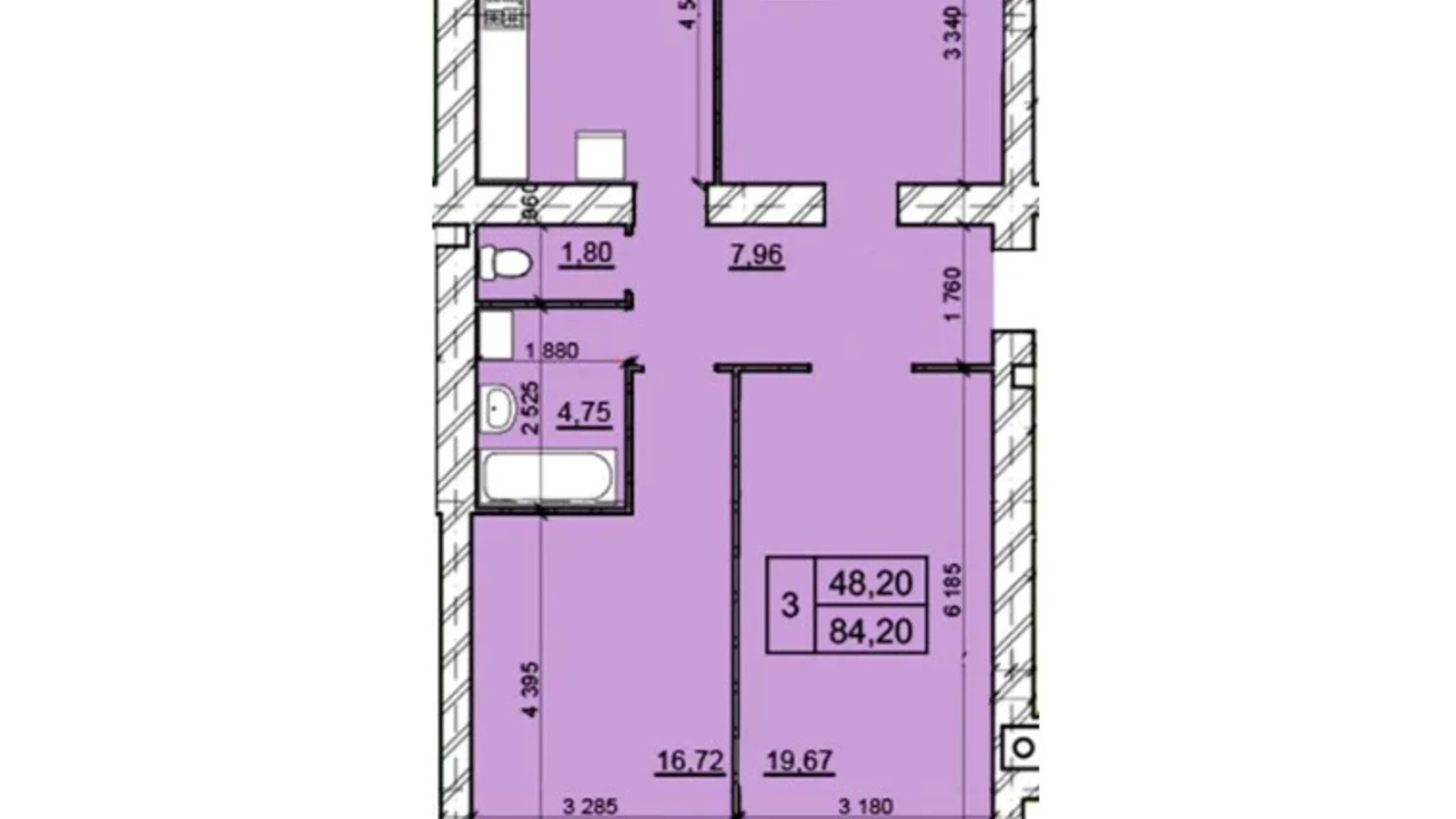 Продается 3-комнатная квартира 85 кв. м в Хмельницком, ул. Романа Шухевича(Курчатова)