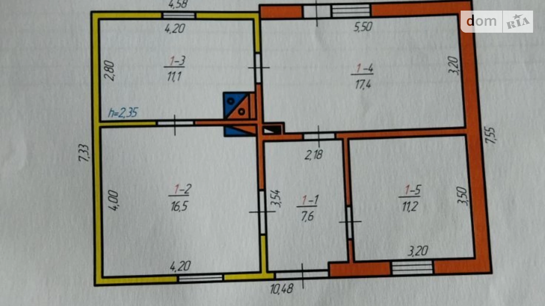 Продається одноповерховий будинок 63.8 кв. м з каміном, вул. Гоголя