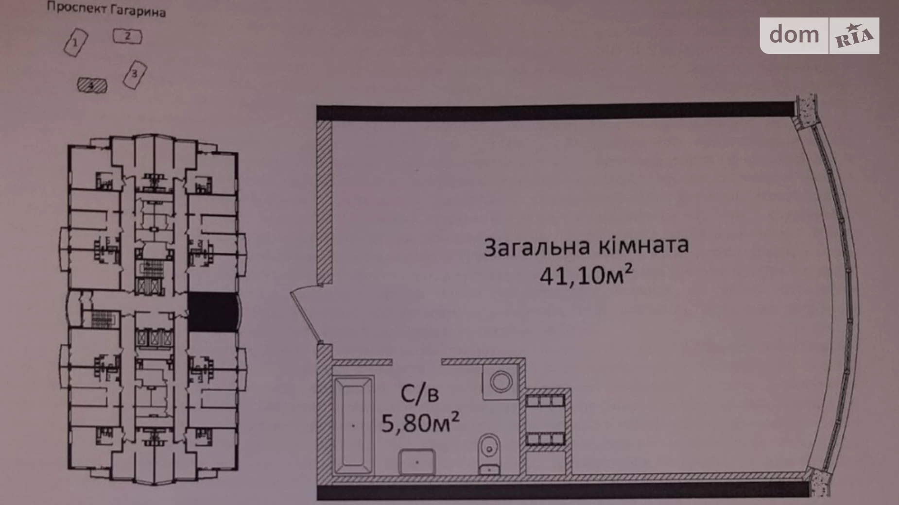 Продається 1-кімнатна квартира 47 кв. м у Одесі, просп. Гагаріна, 19Г