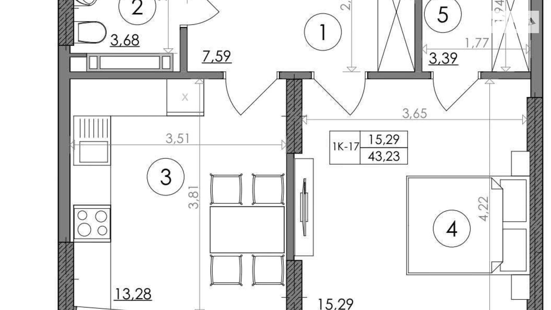 Продается 1-комнатная квартира 43 кв. м в Киеве, Надднепрянское шоссе