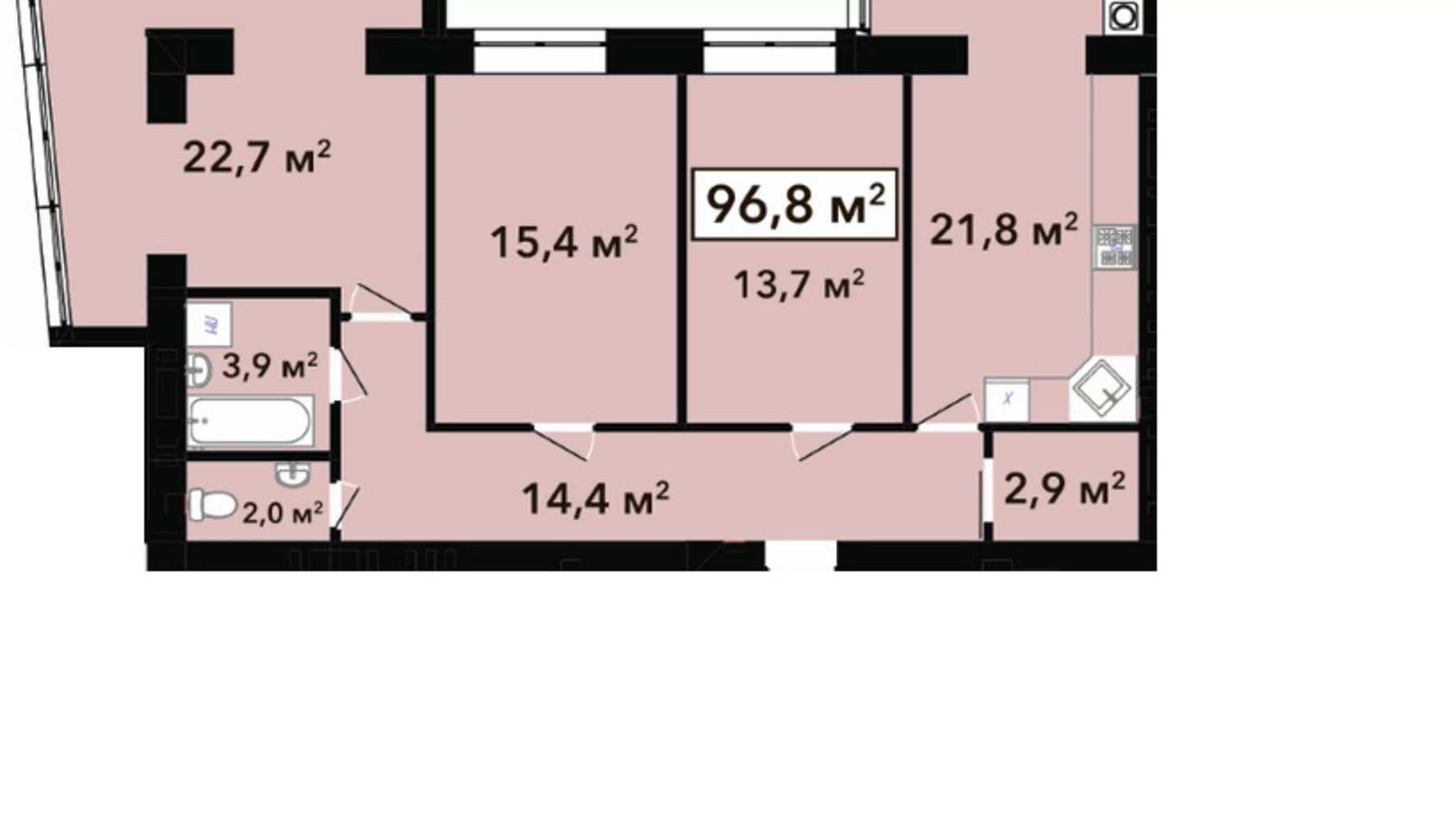 Продается 3-комнатная квартира 97.1 кв. м в Хмельницком, ул. Довженко, 4