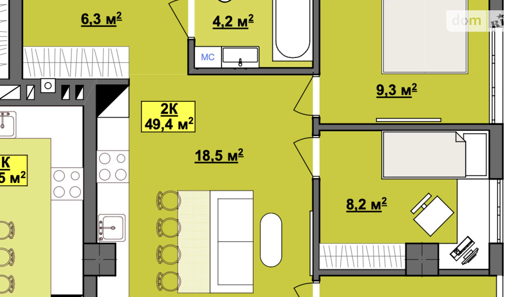 Продается 2-комнатная квартира 49 кв. м в Ивано-Франковске, ул. Национальной Гвардии