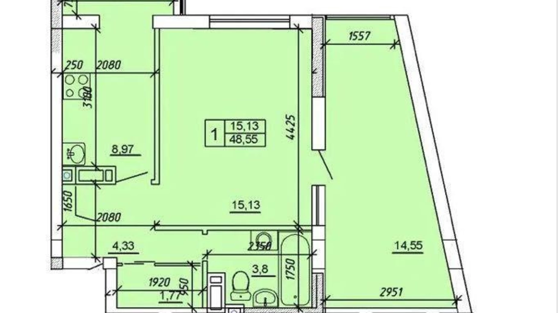 Продается 2-комнатная квартира 48.5 кв. м в Хмельницком, ул. Озерная - фото 5