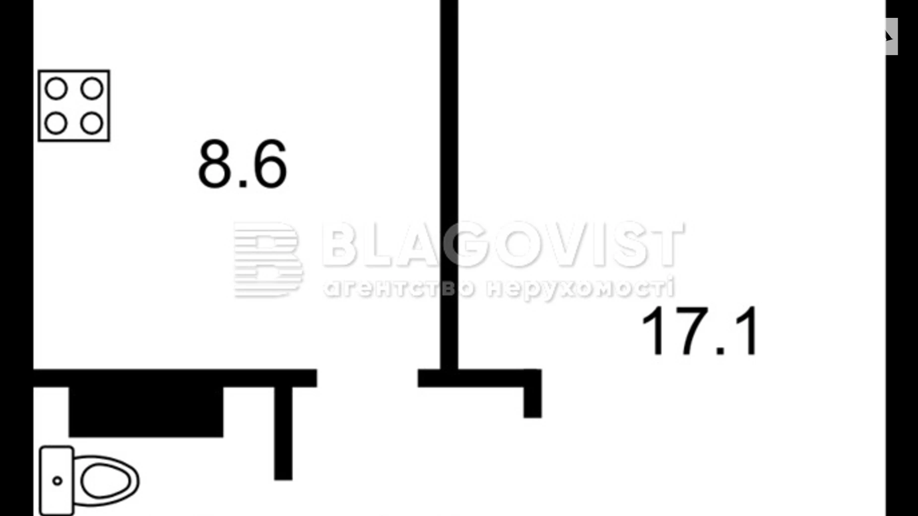 Продається 1-кімнатна квартира 37 кв. м у Києві, вул. Бориса Гмирі, 20