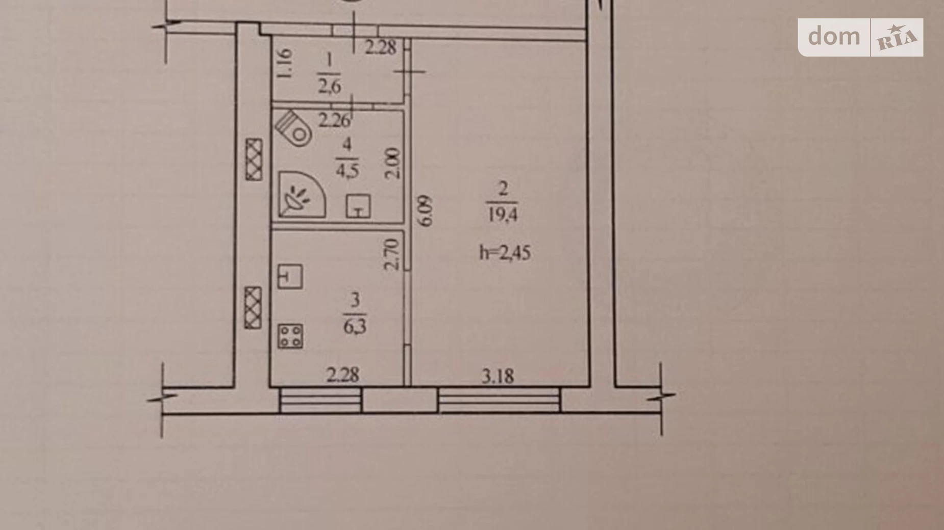 Продается 1-комнатная квартира 33 кв. м в Днепре, ул. Гончара Олеся, 9