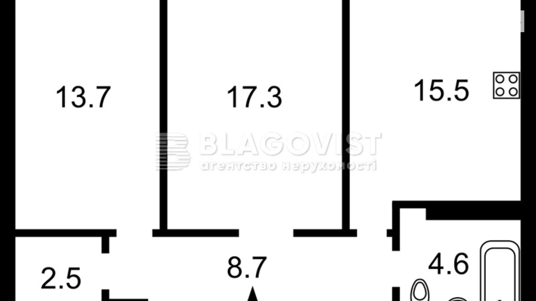 Продается 2-комнатная квартира 62.3 кв. м в Киеве, ул. Юношеская, 19