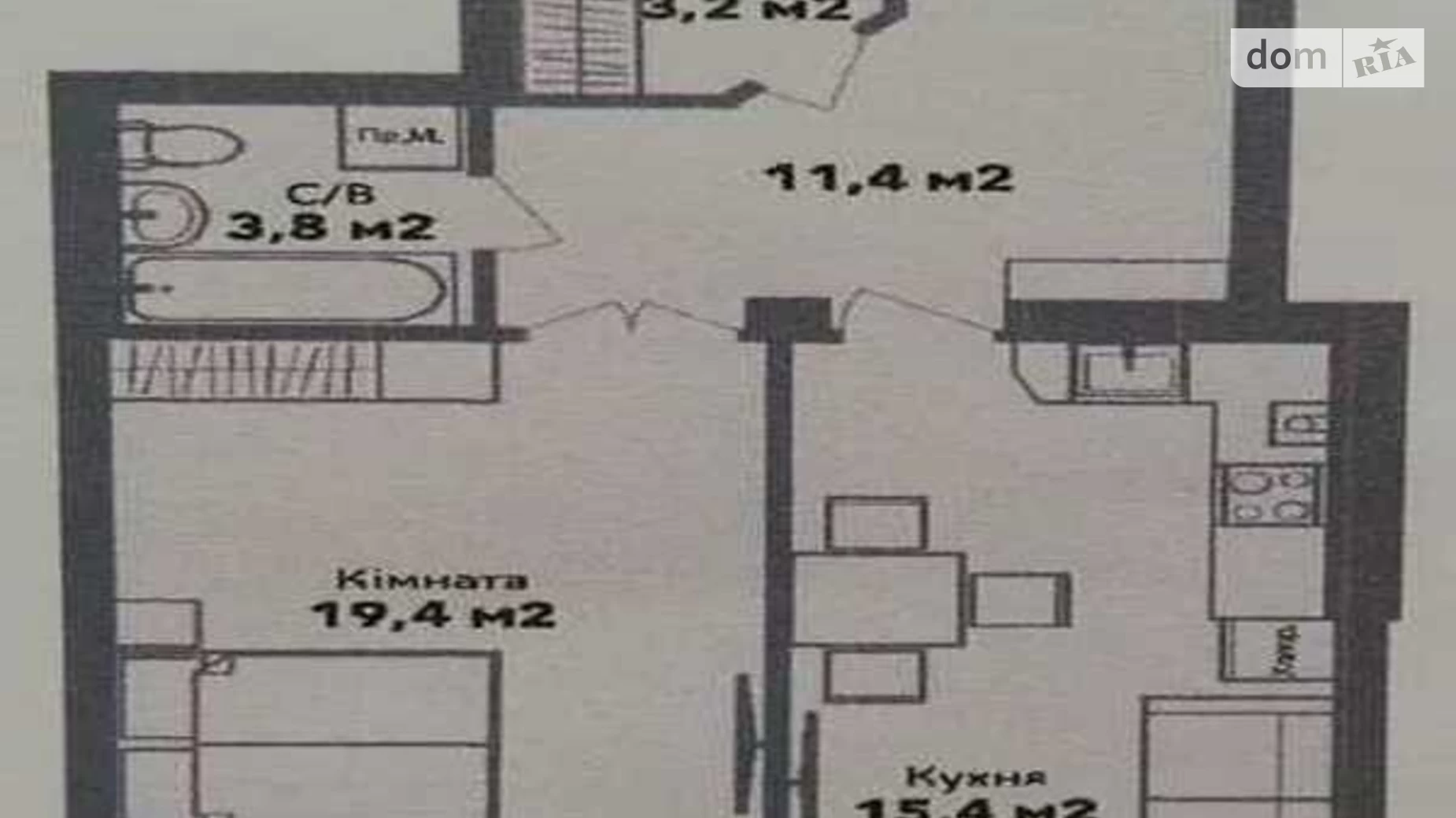 Продается 1-комнатная квартира 55 кв. м в Полтаве, пер. Первомайский