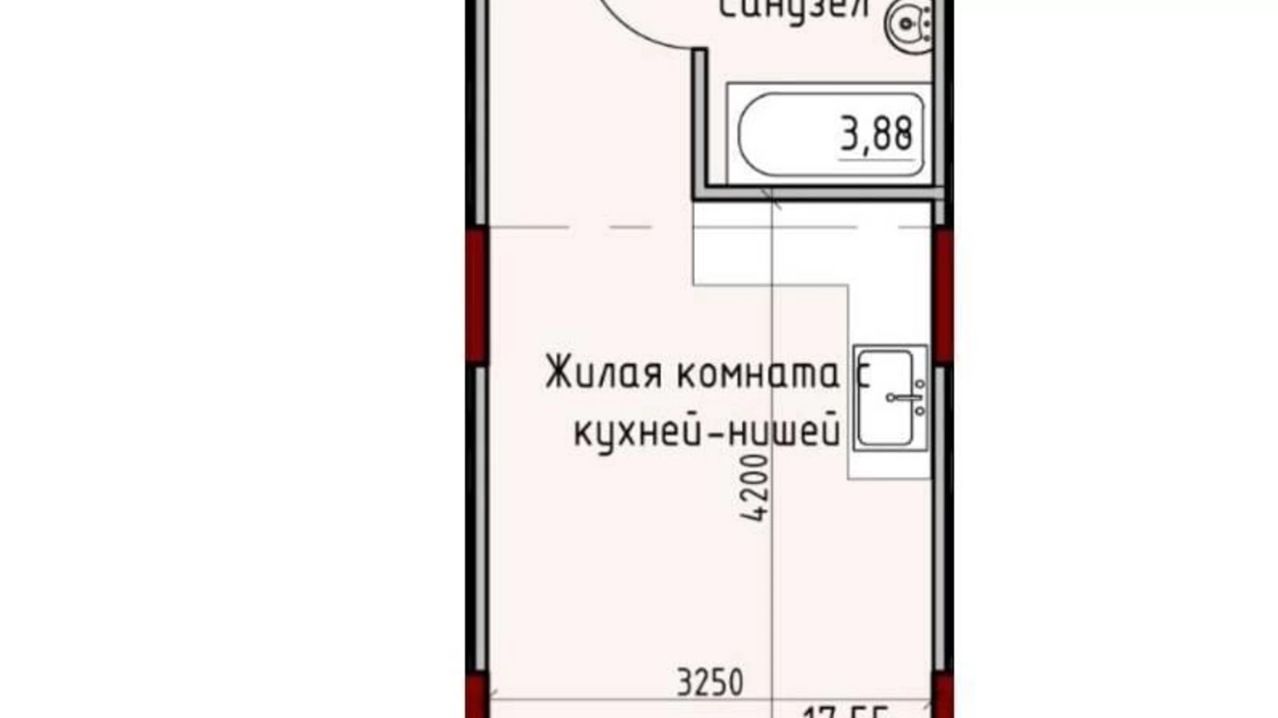 Продается 1-комнатная квартира 22.8 кв. м в Одессе, ул. Радостная - фото 4