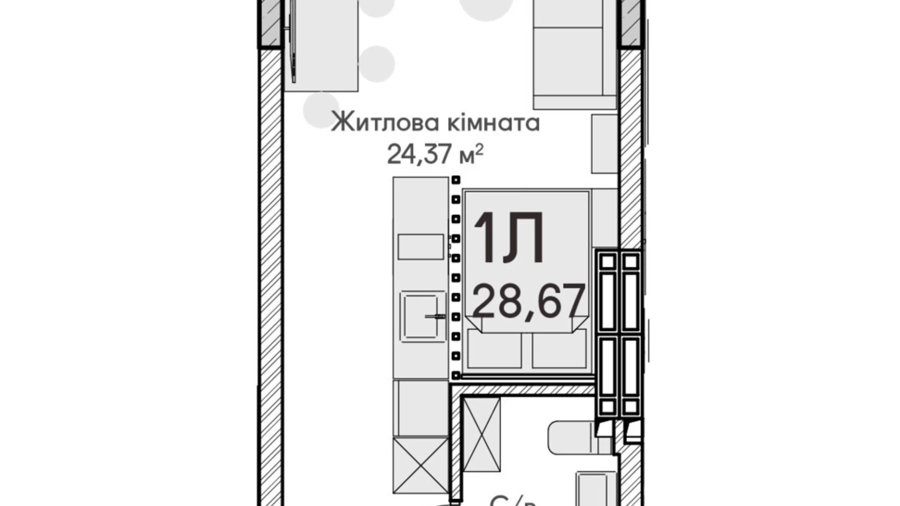 Продається 1-кімнатна квартира 29 кв. м у Ірпені, вул. Ольги Кобилянської(Достоєвського) - фото 2