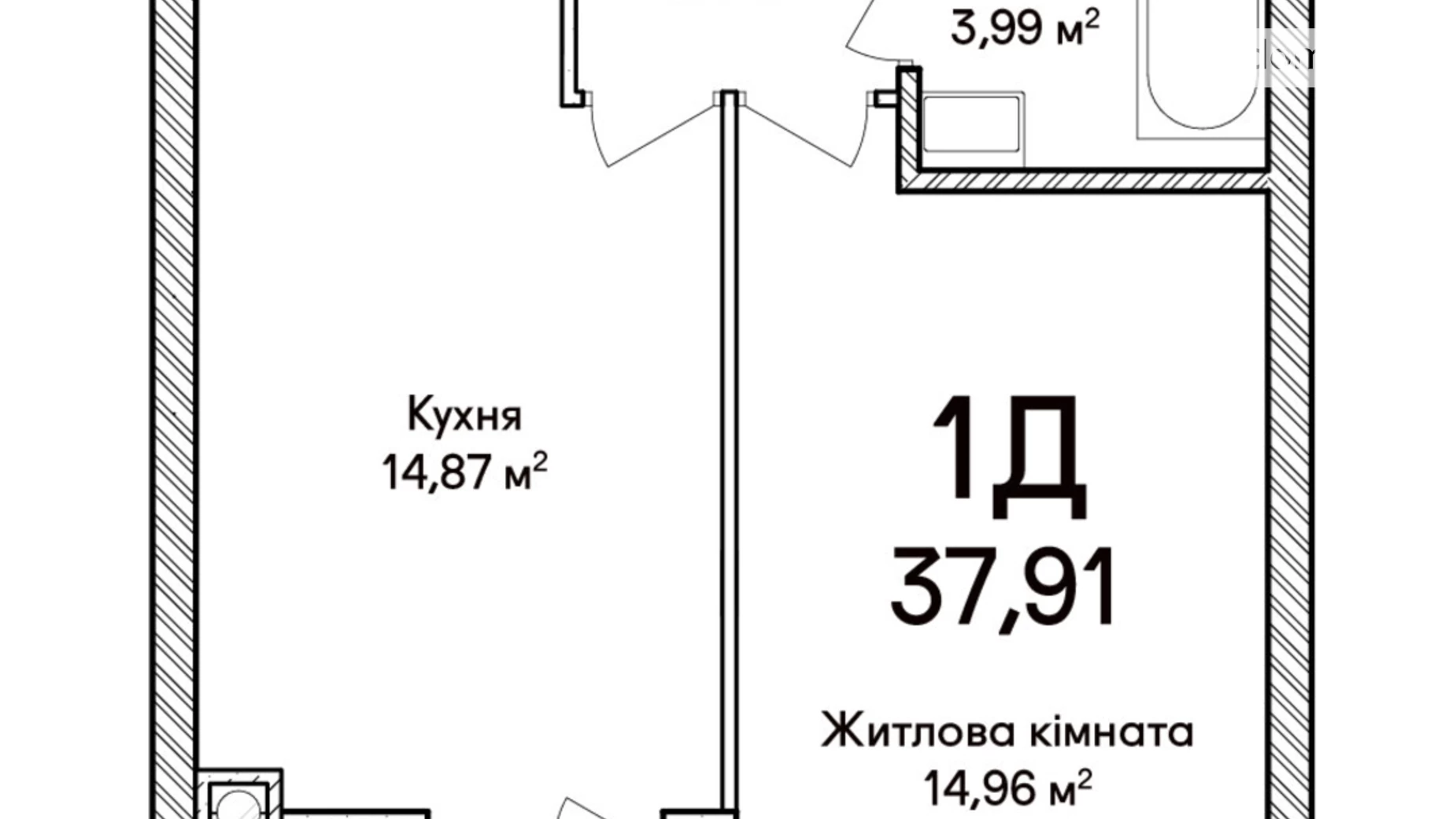 Продається 1-кімнатна квартира 37 кв. м у Ірпені, вул. Достоєвського