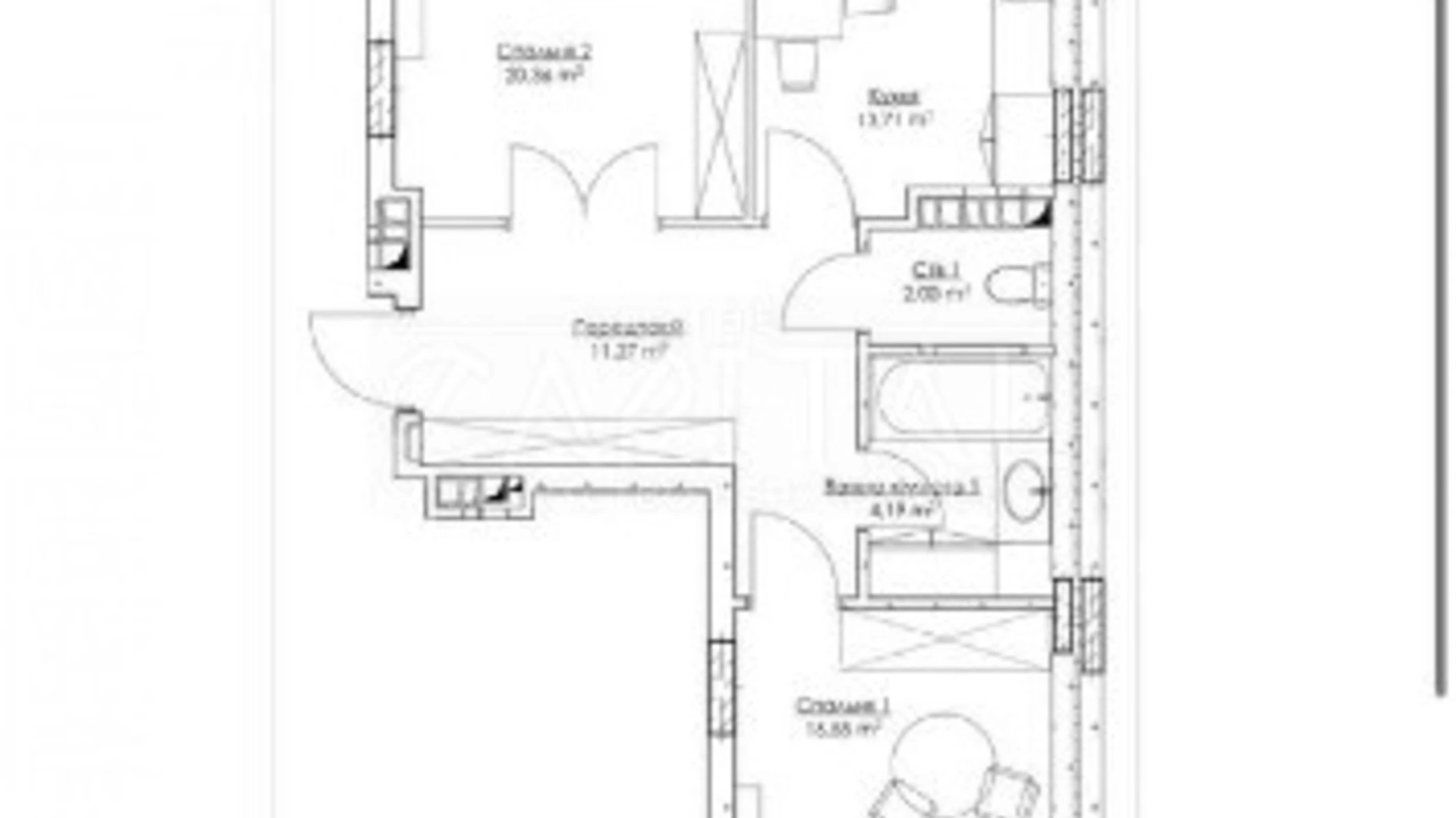 Продается 2-комнатная квартира 71 кв. м в Киеве, Бориспольское шоссе - фото 2