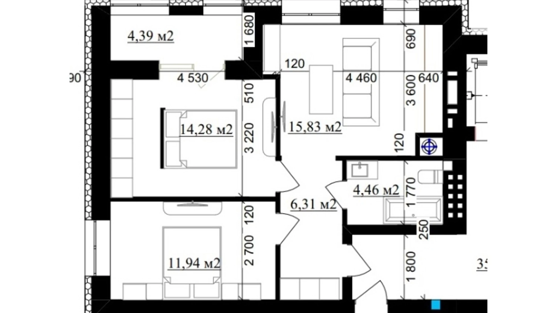 Продается 2-комнатная квартира 57.21 кв. м в Ивано-Франковске, ул. Приозерная - фото 2