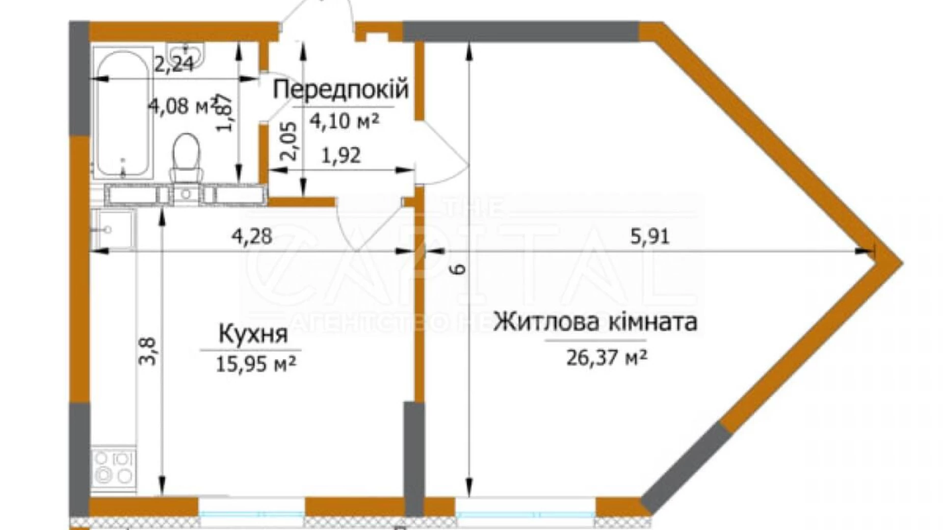 Продается 1-комнатная квартира 52 кв. м в Киеве, ул. Живописная, 7