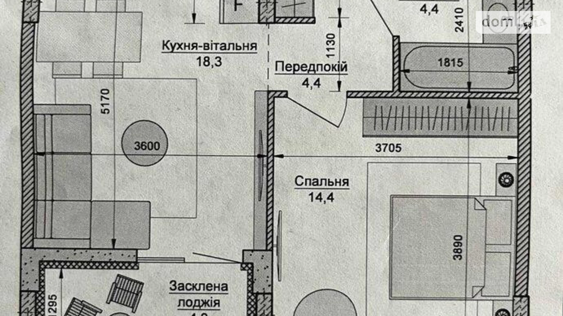 Продается 1-комнатная квартира 46.8 кв. м в Киеве, бул. Тадея Рыльского, 4