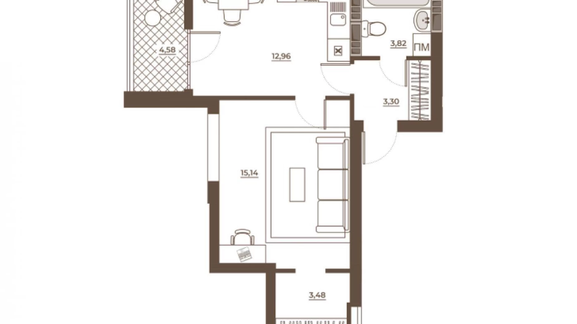 Продается 1-комнатная квартира 43.28 кв. м в Киеве, ул. Николая Юнкерова, 37 - фото 2