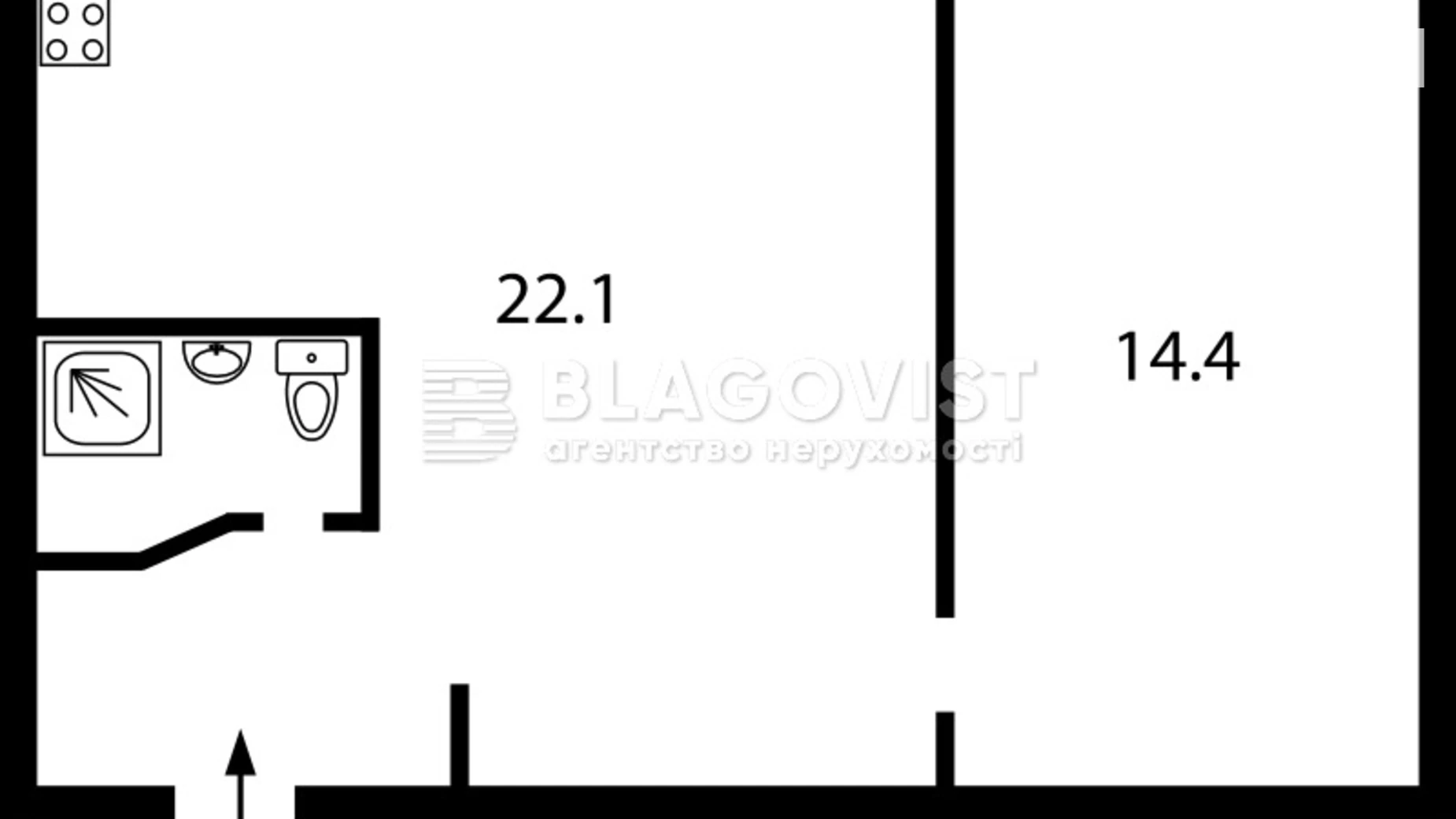 Продается 2-комнатная квартира 44 кв. м в Киеве, ул. Жилянская, 45