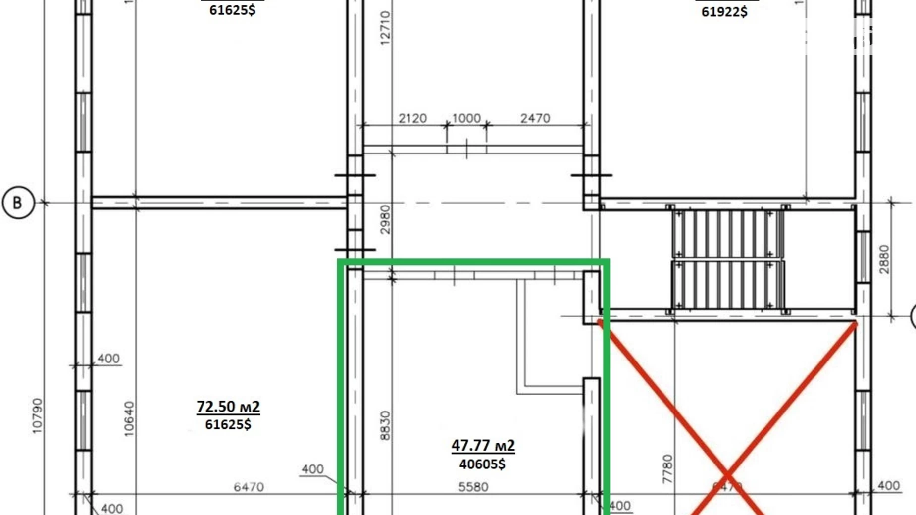 Продается 1-комнатная квартира 47.77 кв. м в Днепре, ул. Пушкина Генерала, 34Б