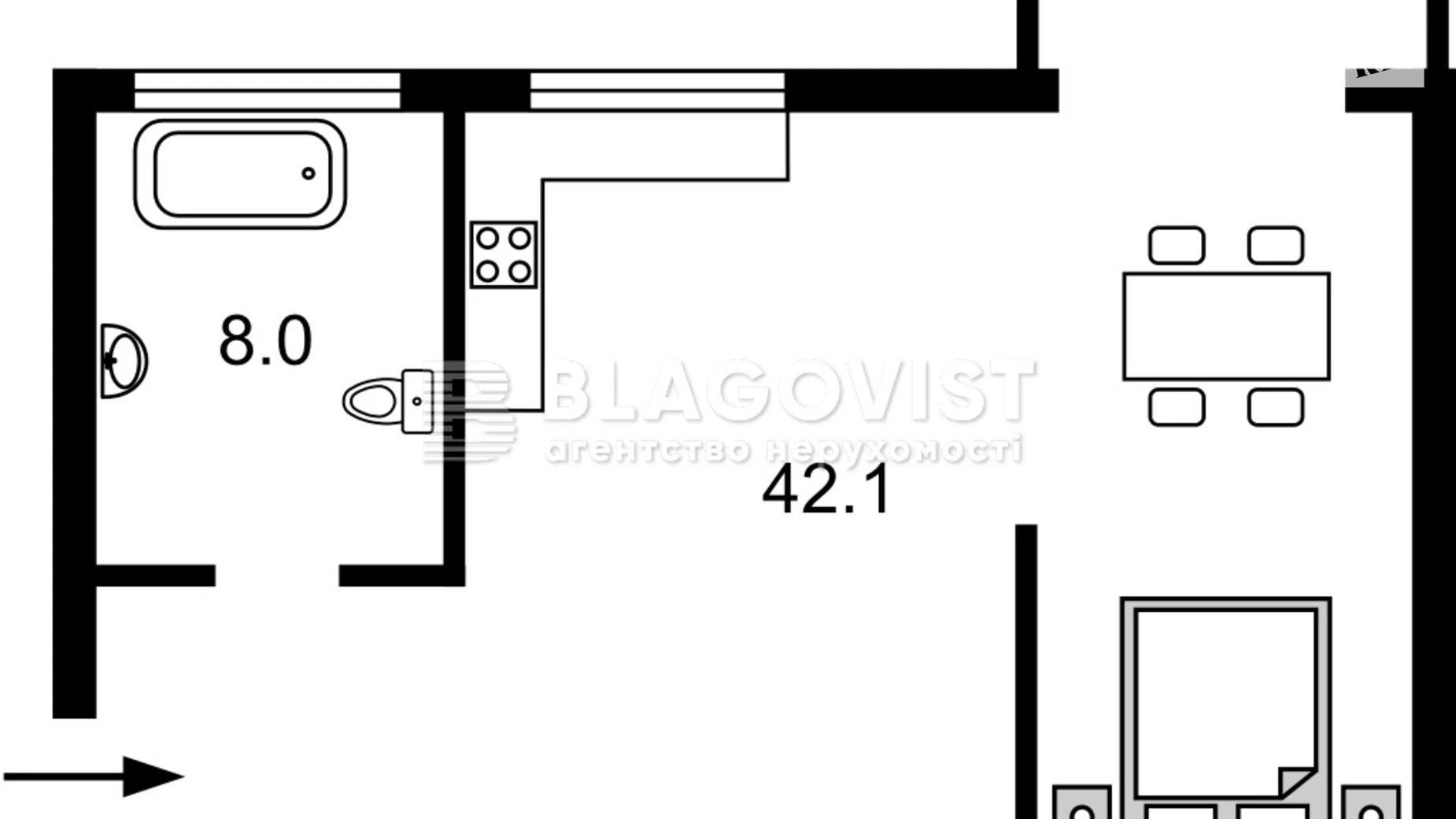 Продается 1-комнатная квартира 50 кв. м в Киеве, ул. Олеся Гончара, 46/48 - фото 3