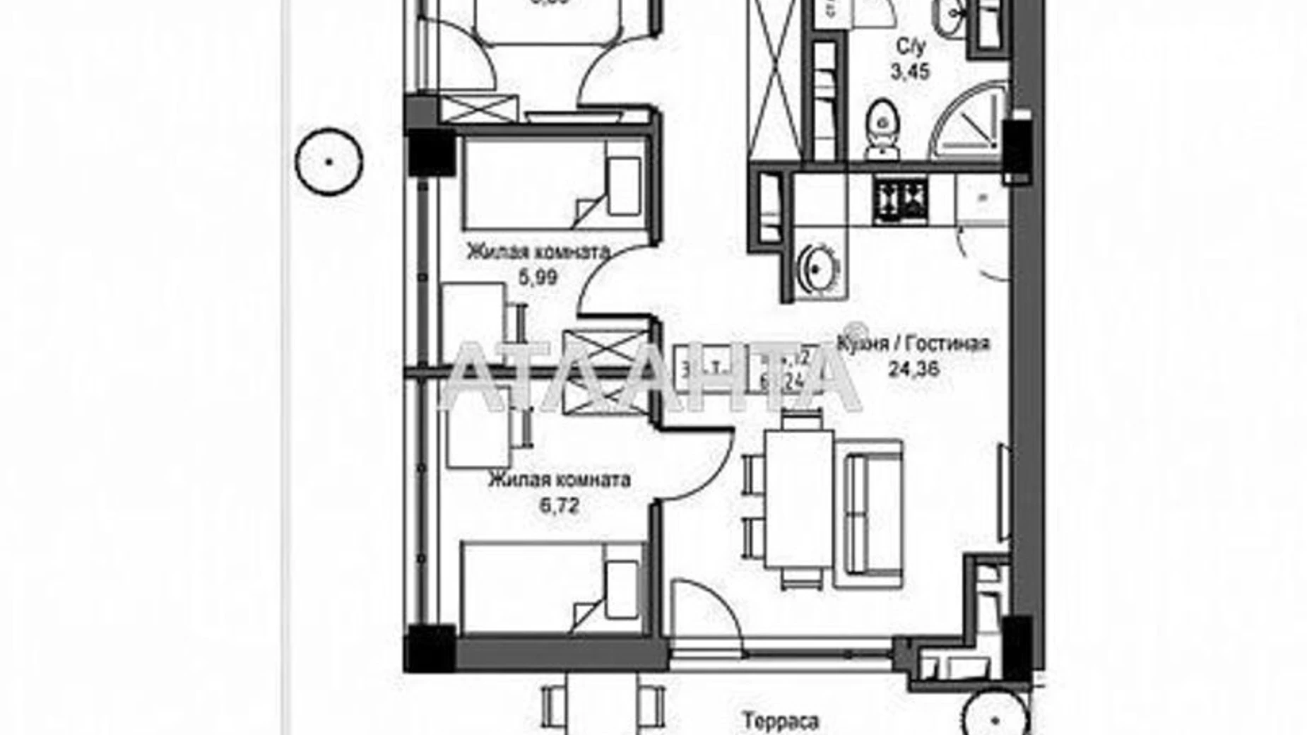 Продается 3-комнатная квартира 104 кв. м в Авангарде, Овидиопольская дор.