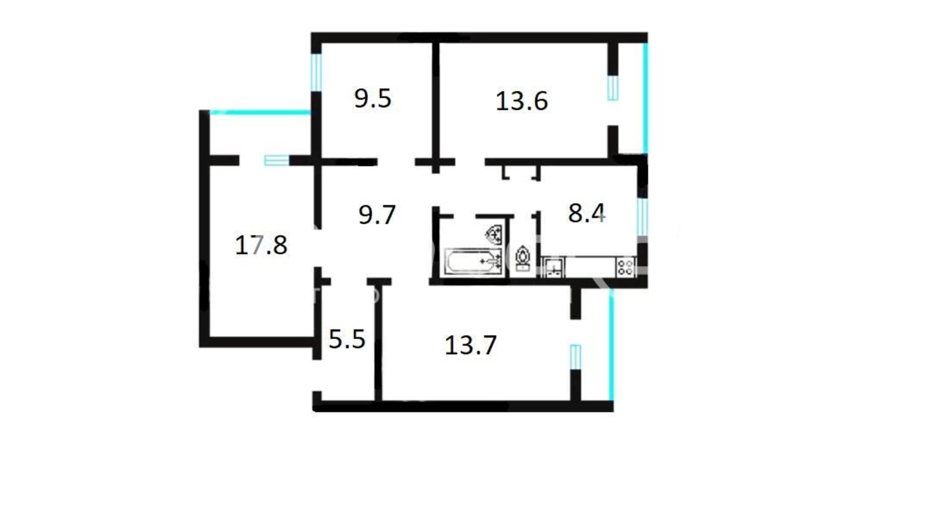 Продается 4-комнатная квартира 92.5 кв. м в Киеве, ул. Оноре де Бальзака, 58