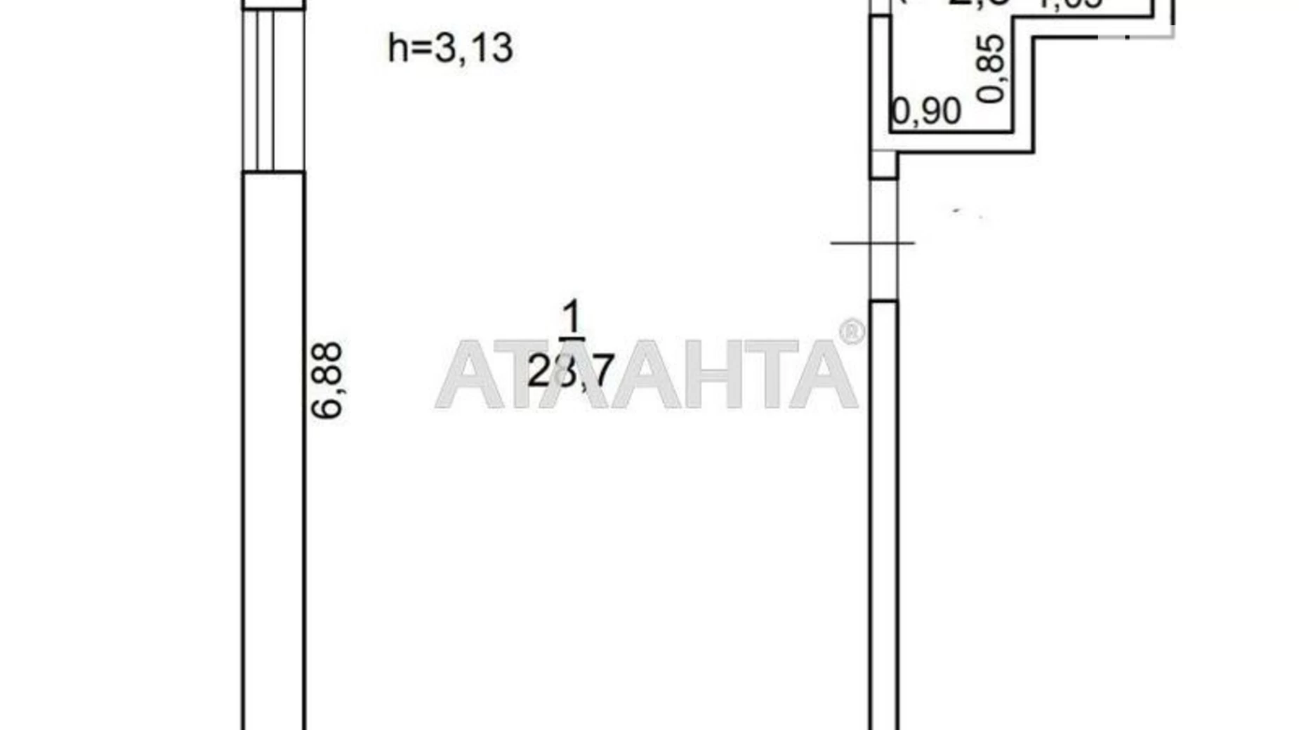 Продається 1-кімнатна квартира 32.2 кв. м у Малодолинському, пров. Гвардійський