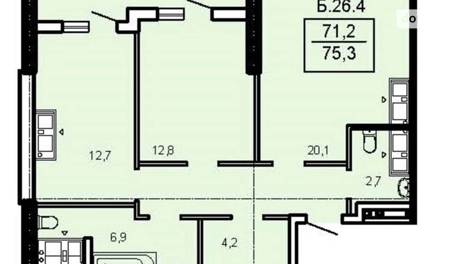 Продается 2-комнатная квартира 75.3 кв. м в Одессе, Фонтанская дор., 25 - фото 2