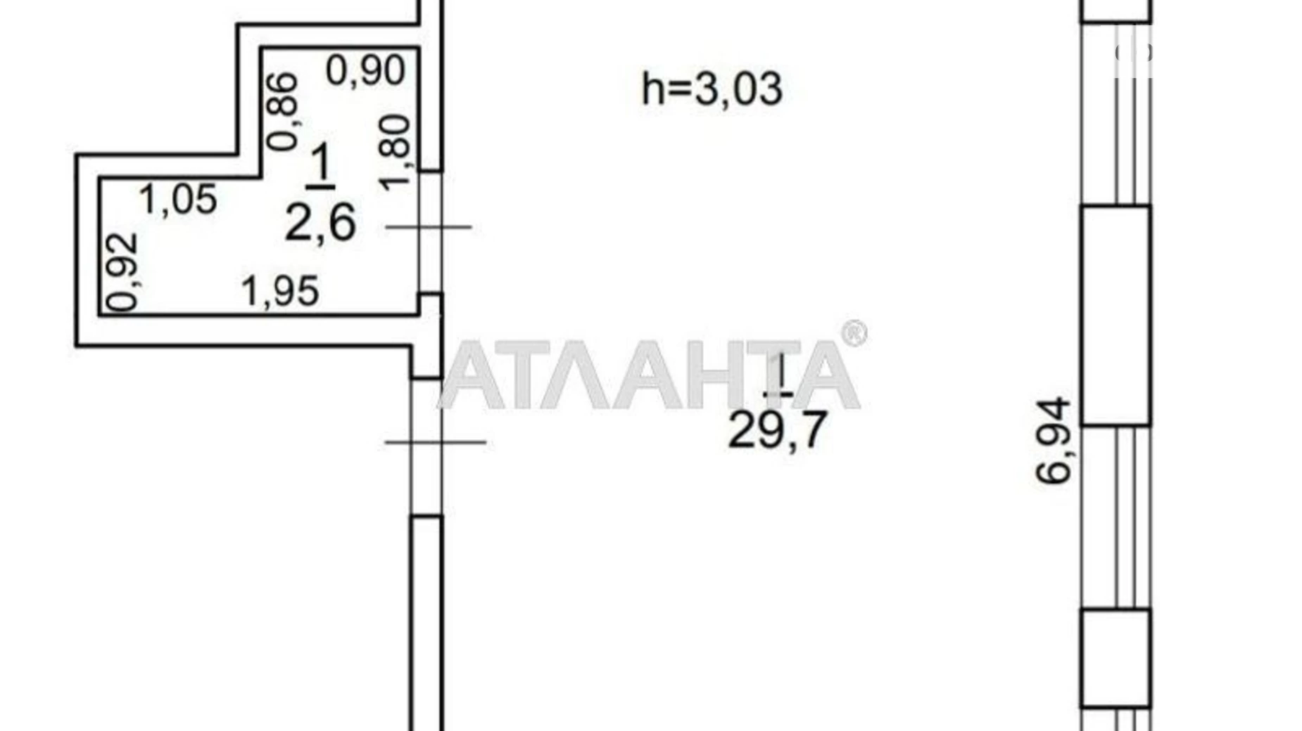 Продается 1-комнатная квартира 32.3 кв. м в Малодолинском, пер. Гвардейский