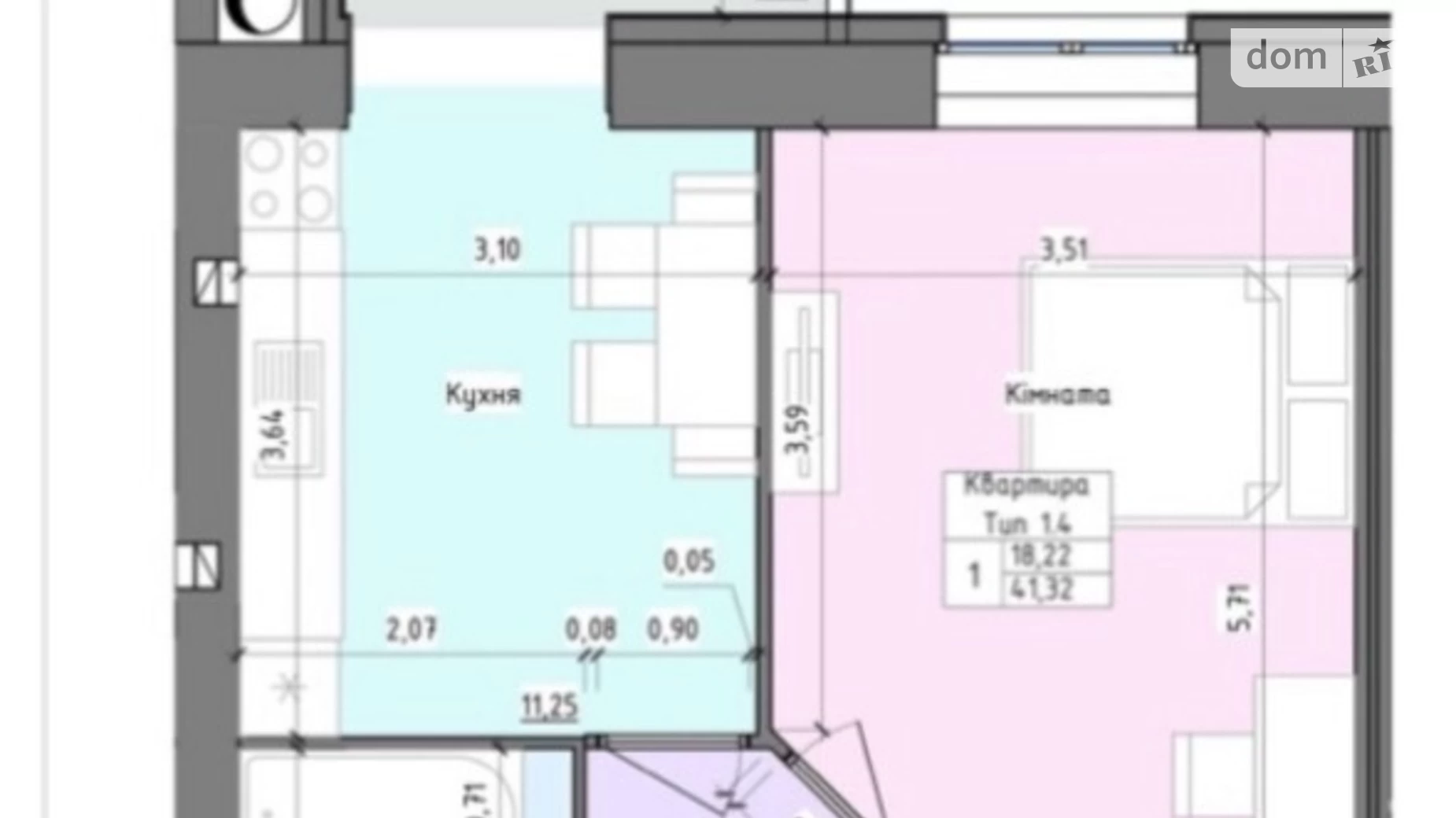 Продается 1-комнатная квартира 41 кв. м в Хмельницком, Старокостянтиновское шоссе