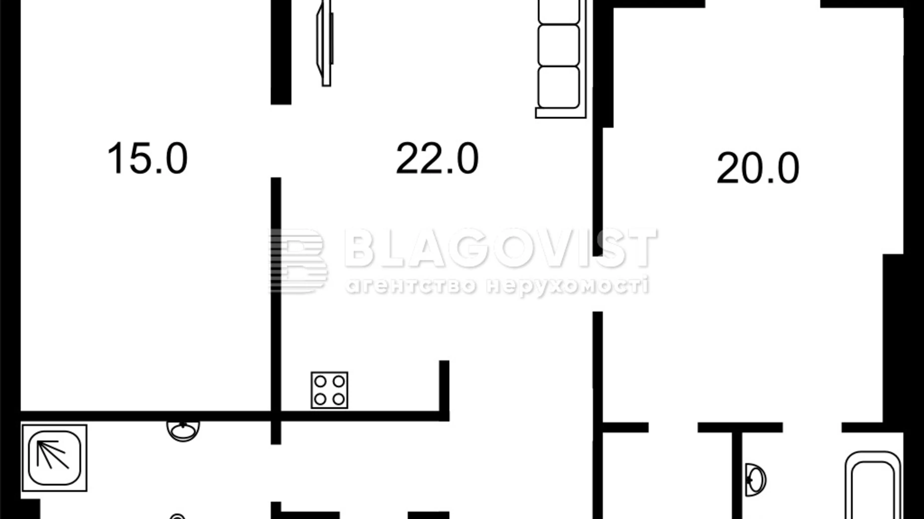 Продается 2-комнатная квартира 74 кв. м в Киеве, ул. Бульварно-Кудрявская, 17В